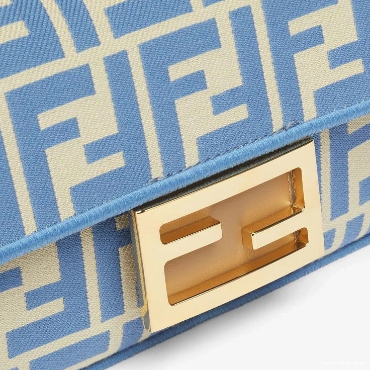 Cheap Bag Fendi FF In Mini Blue Motif Fabric Baguette 0825
